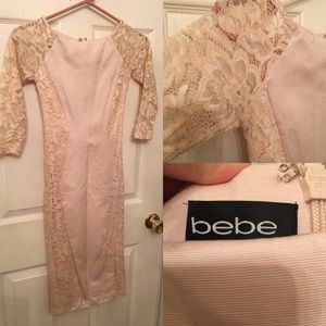 Bebe pale pink lace dress